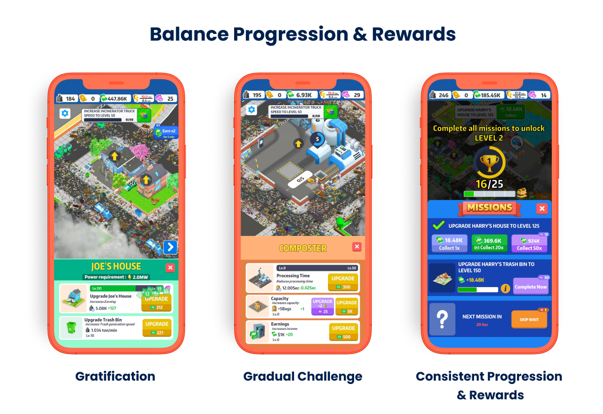 tycoon balance progression and rewards